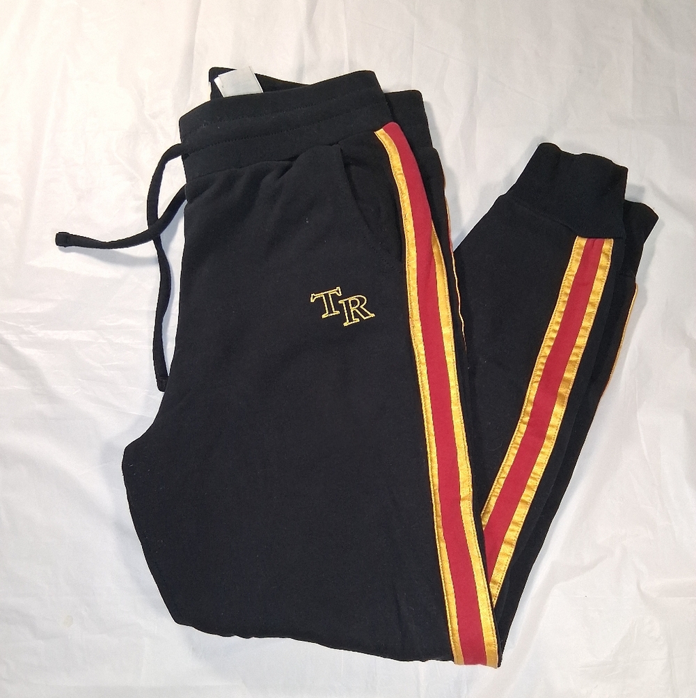 True Religion Black Joggers with Red and Gold Accents-.Womens Medium